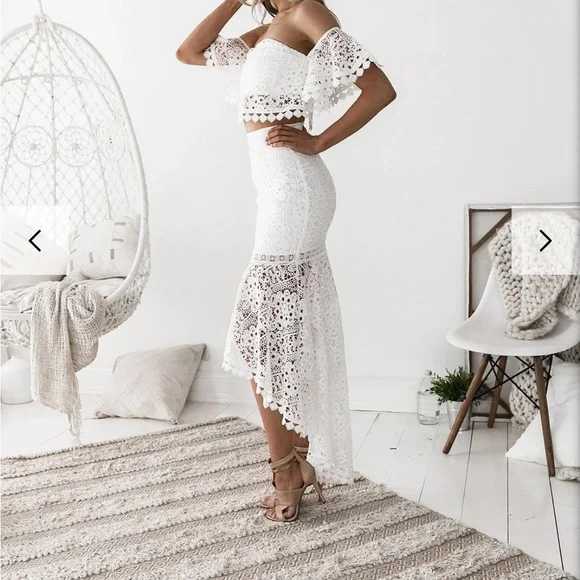 Celine Set White bridal two piece set - Picture 2 of 6